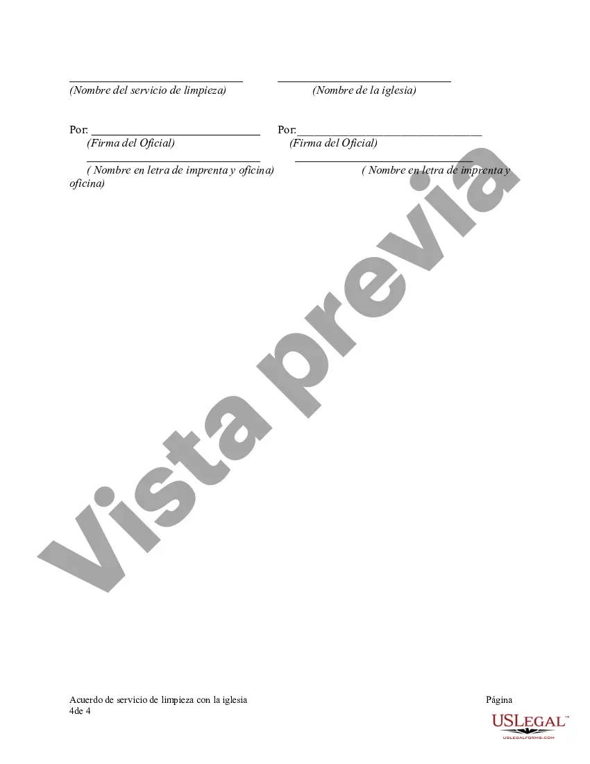 Preview Acuerdo de servicio de limpieza con la iglesia