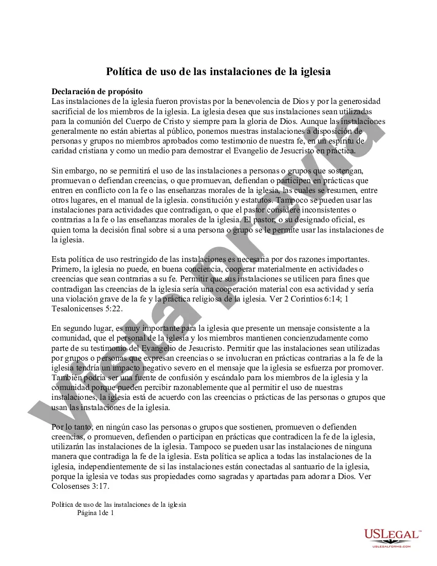 Preview Política de uso de las instalaciones de la iglesia