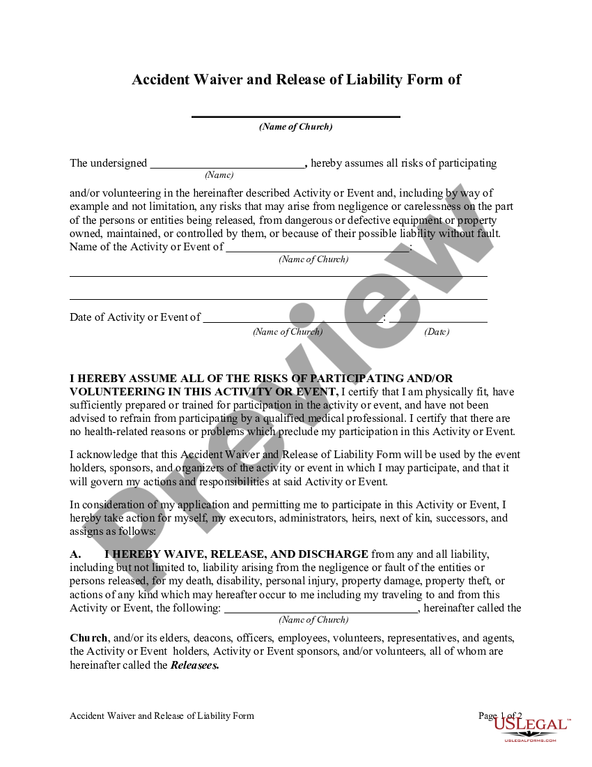 Accident Waiver And Release Of Liability Form Accident Liability Us