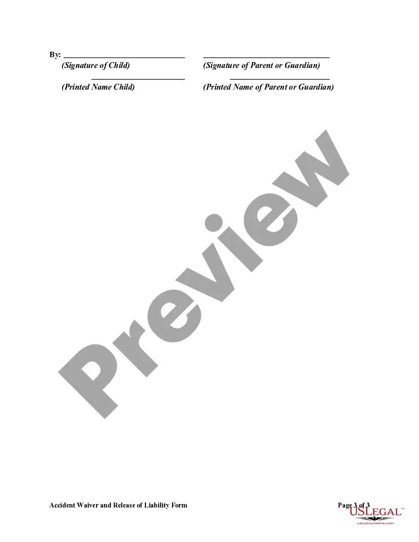 Get Accident Waiver and Release of Liability Form Preview Accident Waiver and Release of Liability Form