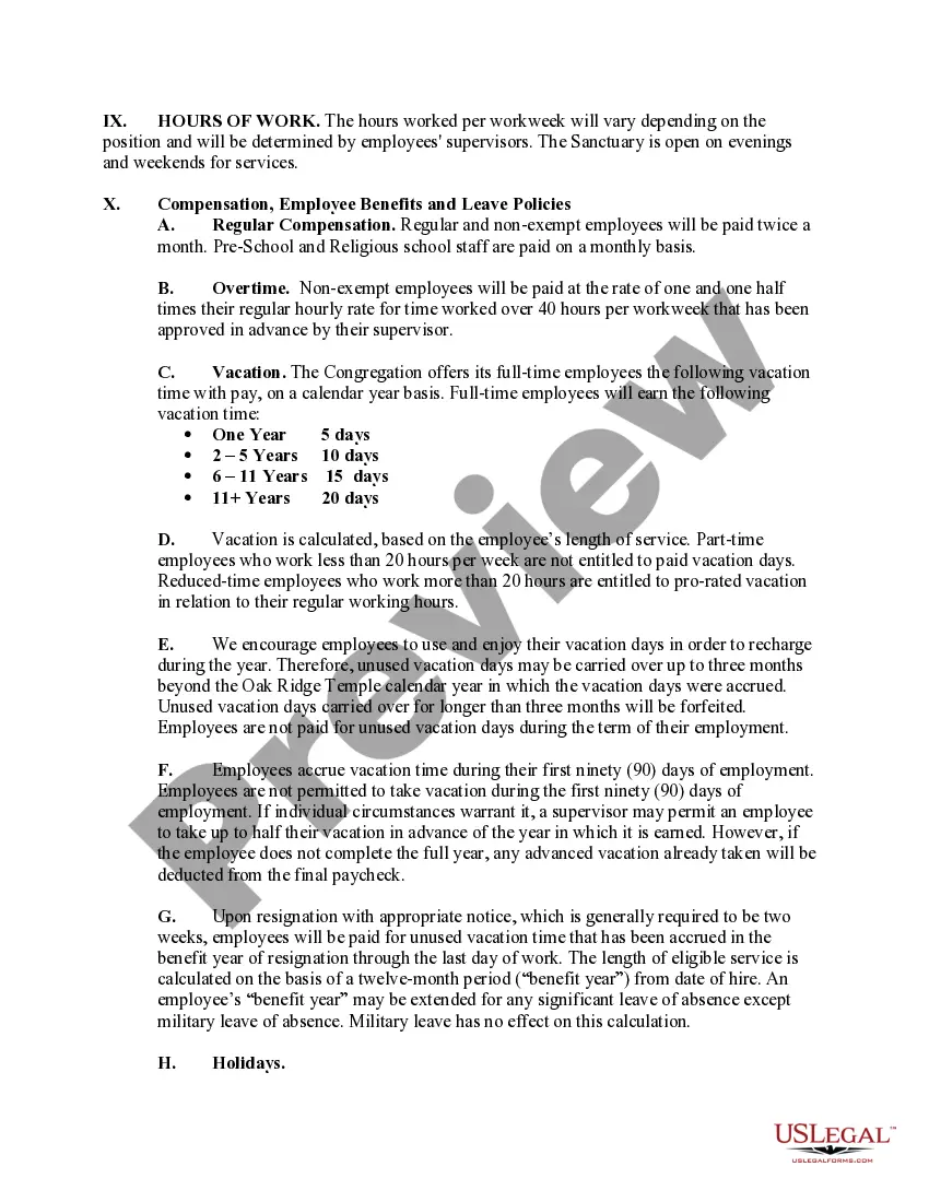 Get Oak Ridge Temple Employee Handbook Preview Oak Ridge Temple Employee Handbook