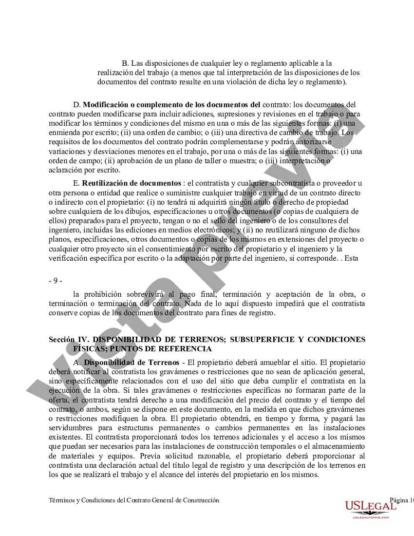 Preview Términos y Condiciones del Contrato General de Construcción