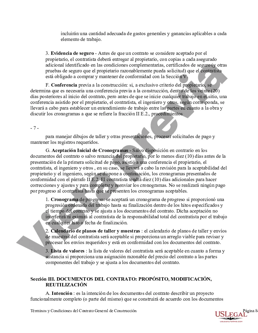 Preview Términos y Condiciones del Contrato General de Construcción