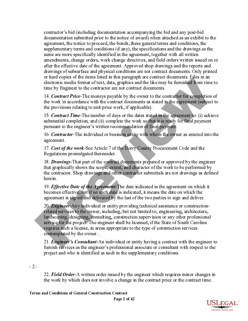 Get Terms and Conditions of General Construction Contract Preview Terms and Conditions of General Construction Contract