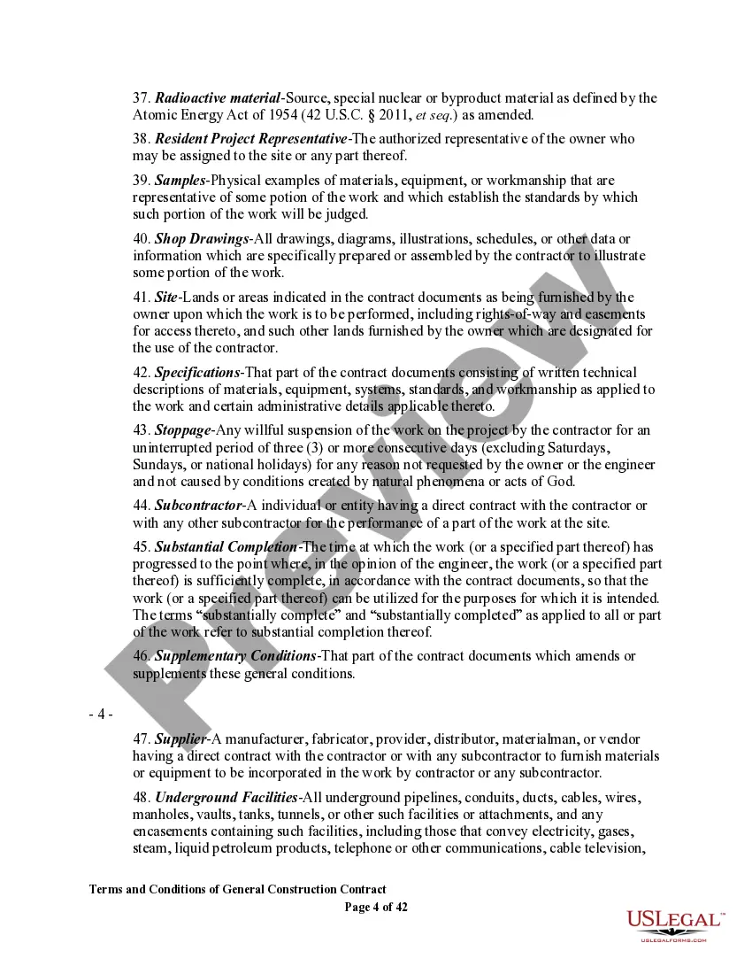 Get Terms and Conditions of General Construction Contract Preview Terms and Conditions of General Construction Contract