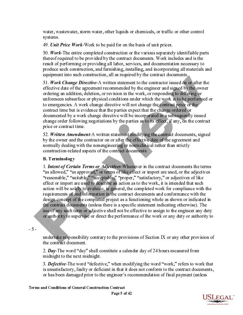 Get Terms and Conditions of General Construction Contract Preview Terms and Conditions of General Construction Contract