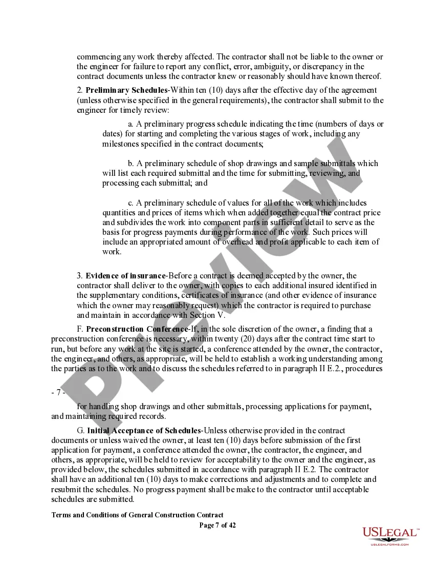 Get Terms and Conditions of General Construction Contract Preview Terms and Conditions of General Construction Contract