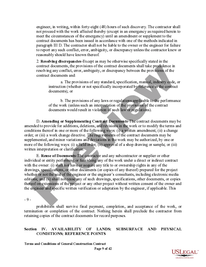 Get Terms and Conditions of General Construction Contract Preview Terms and Conditions of General Construction Contract