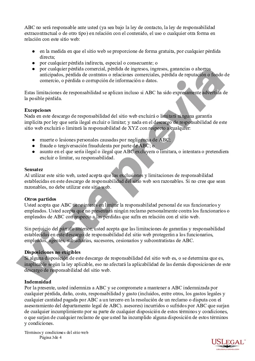 Preview Términos y condiciones del sitio web