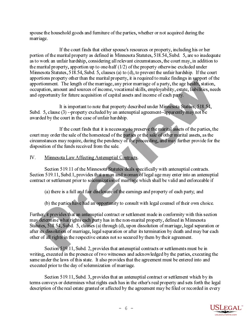 Preview Model Letter to Client regarding Antenuptial Premarital Agreements - informational