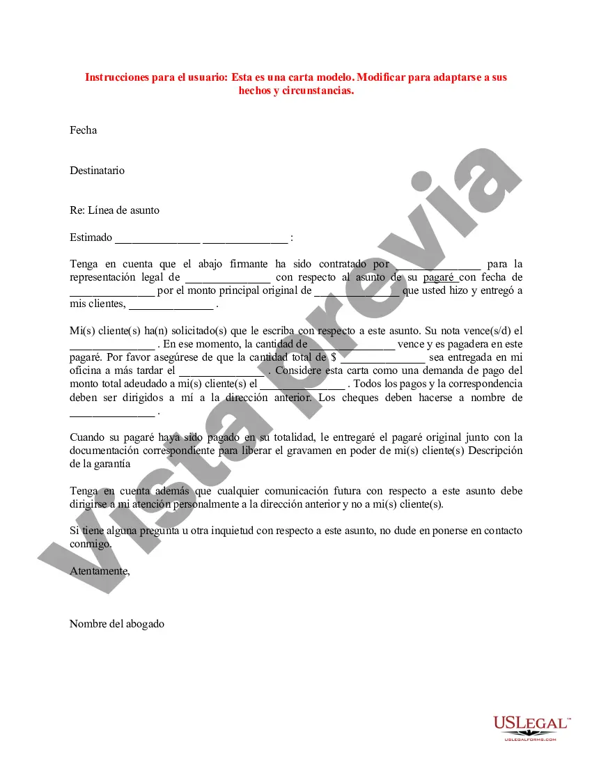 Preview Carta de demanda - Reembolso del pagaré