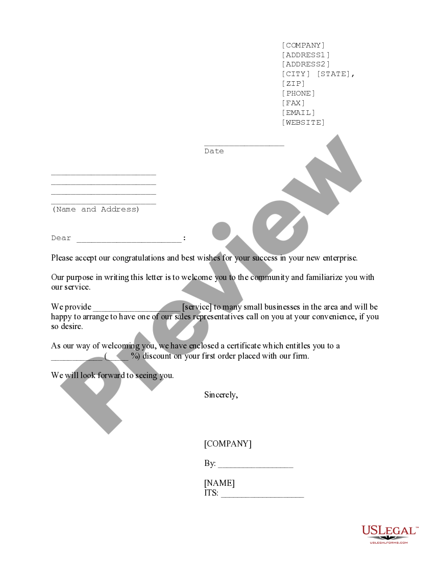 Discount for New Enterprise US Legal Forms