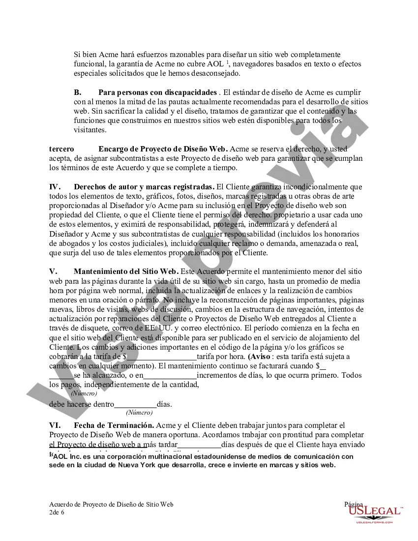 Preview Acuerdo de proyecto de diseño de sitio web