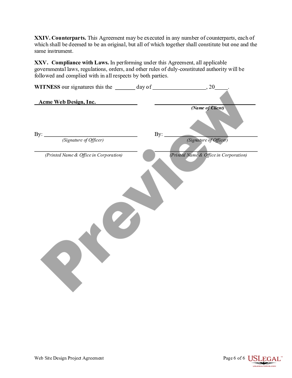 form Website Design Project Agreement preview