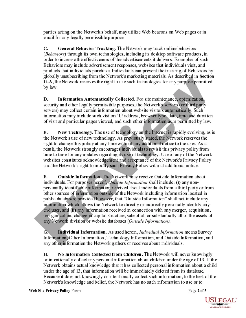 Get Web Site Privacy Policy Form Preview Web Site Privacy Policy Form