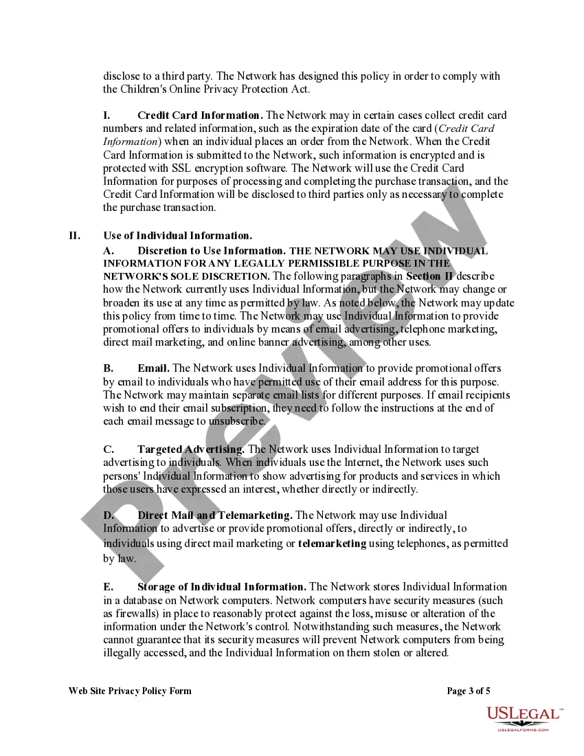 Get Web Site Privacy Policy Form Preview Web Site Privacy Policy Form