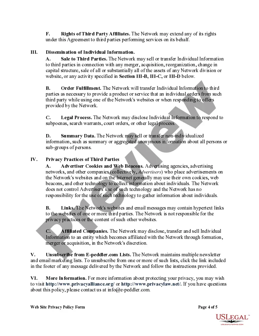 Get Web Site Privacy Policy Form Preview Web Site Privacy Policy Form