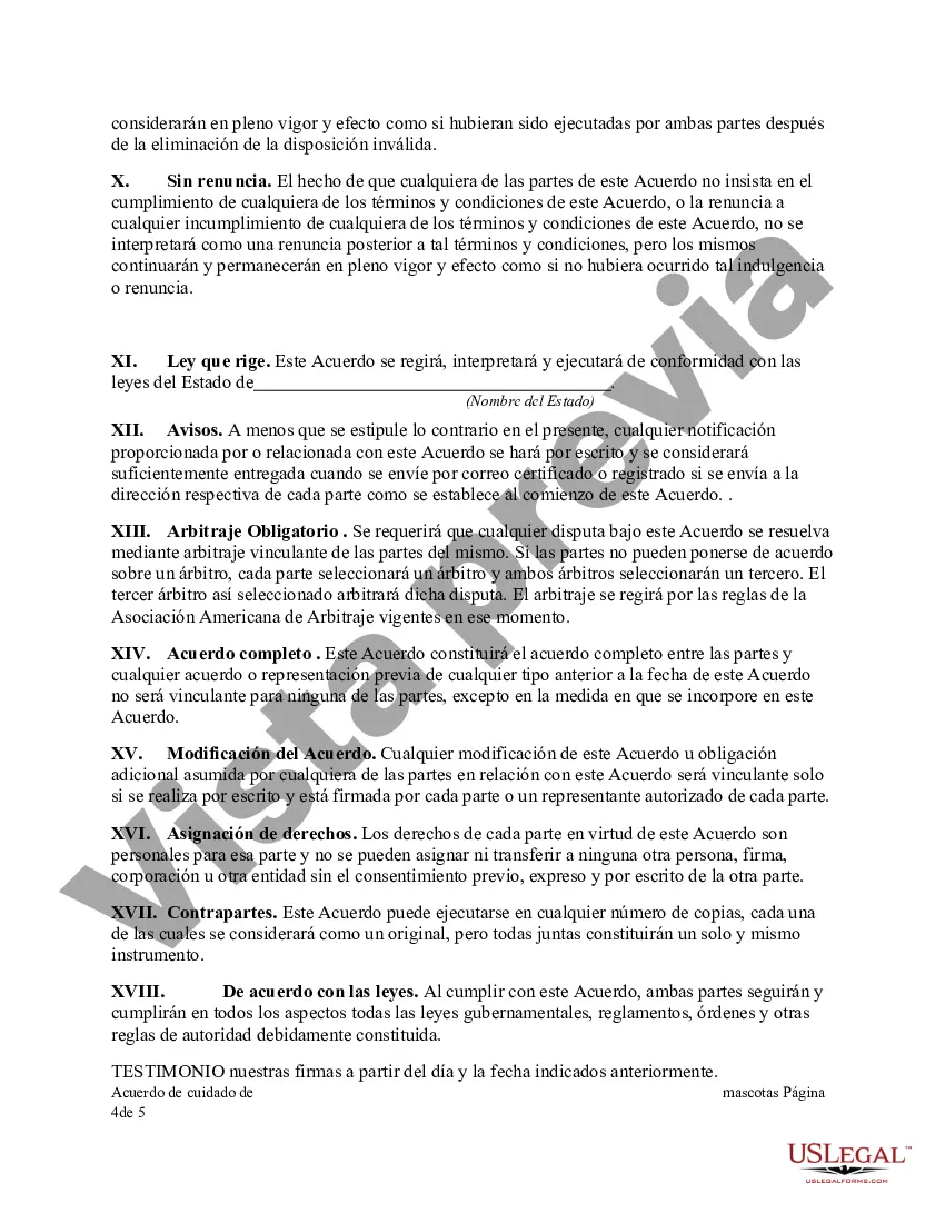 Preview Acuerdo de cuidado de mascotas