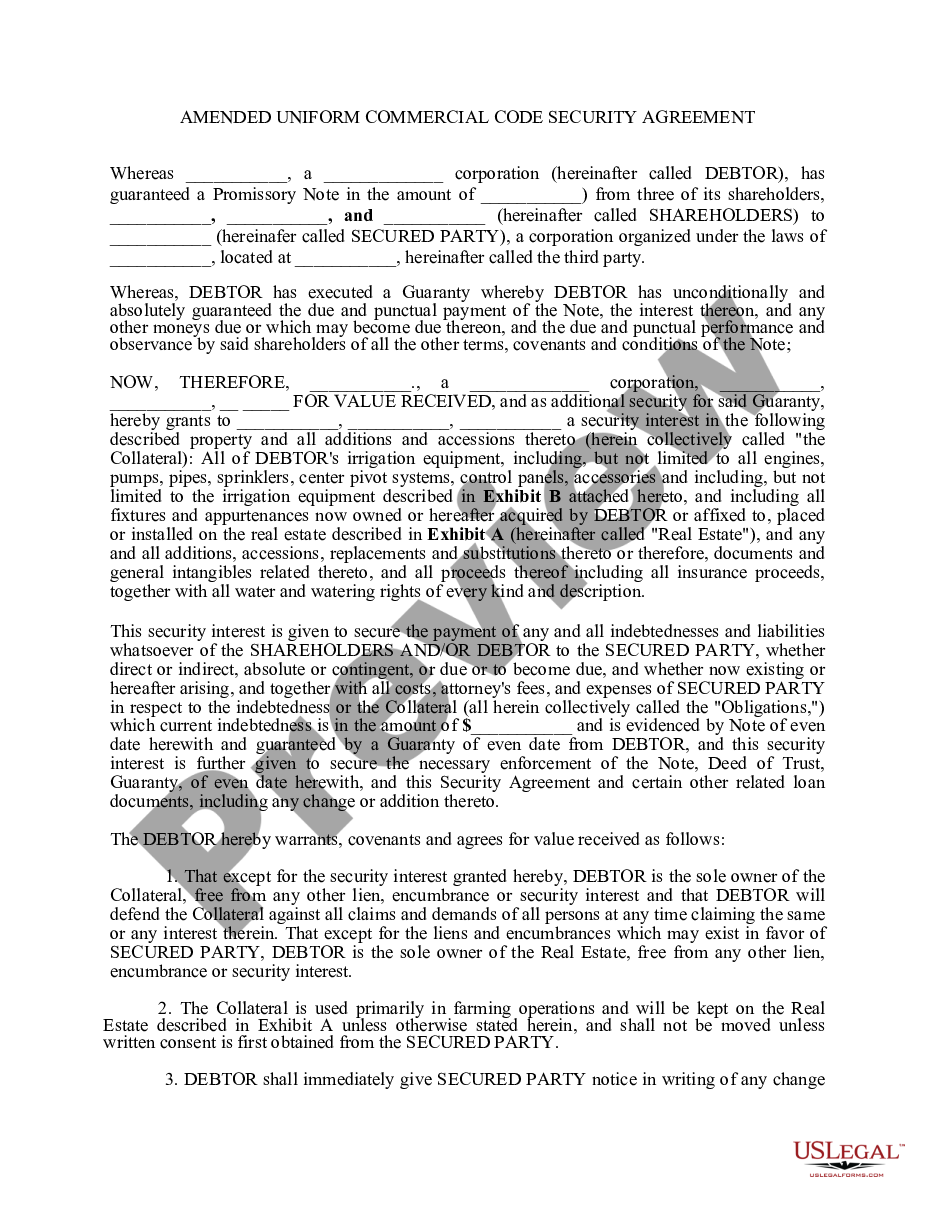 page 0 Amended Uniform commercial code security agreement preview
