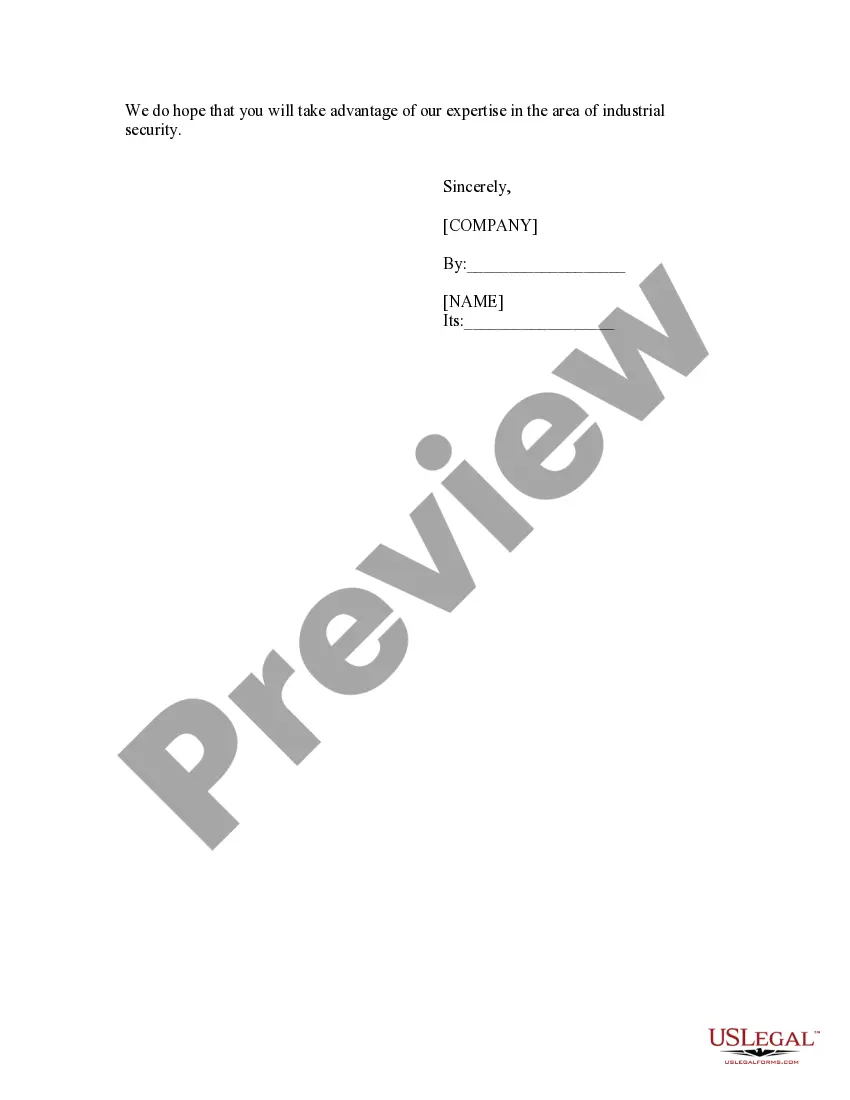 Preview Sales Letter, Building Security