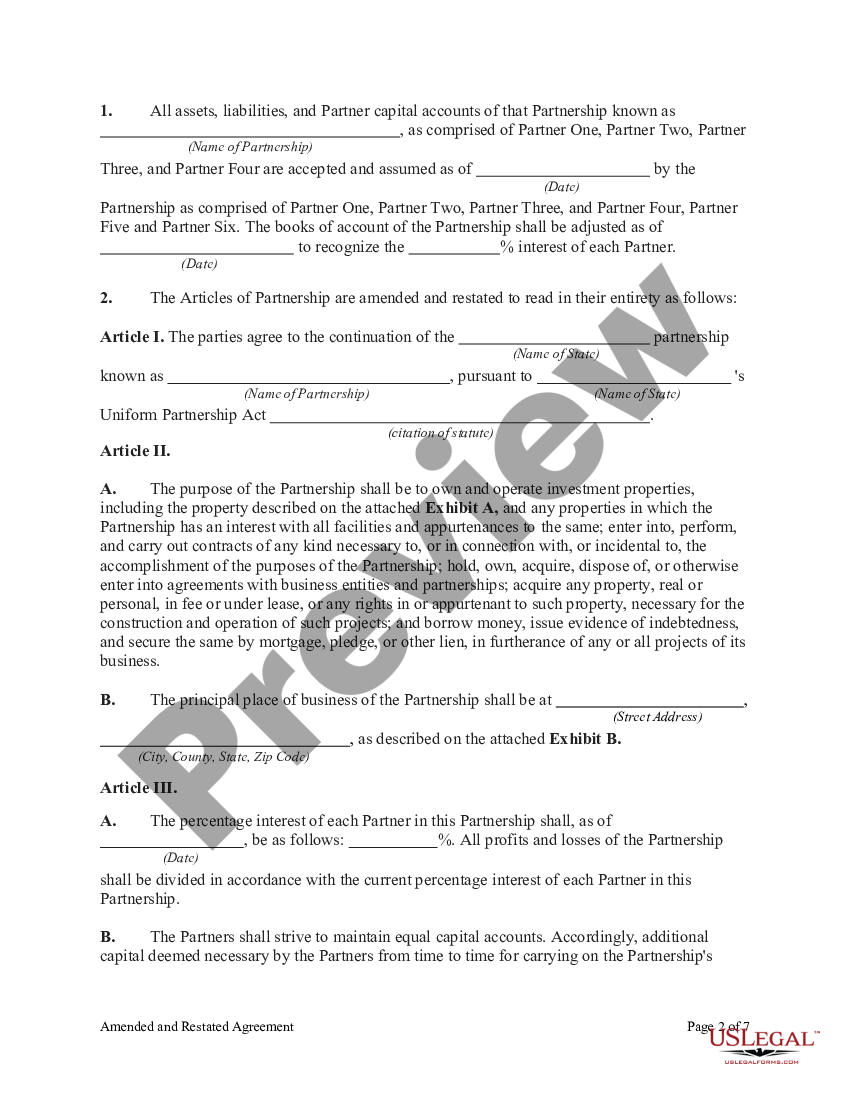 Amended and Restated Agreement Admitting a New Partner to a Real Estate ...