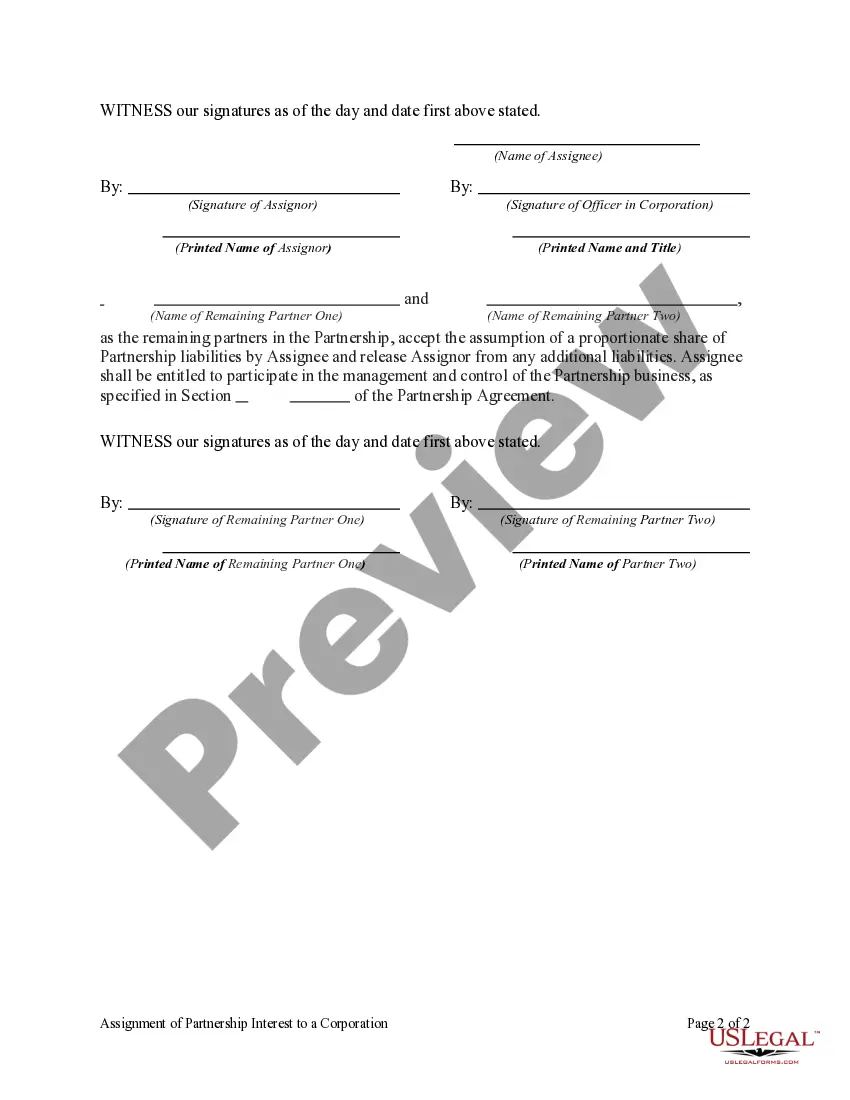 Get Assignment of Partnership Interest to a Corporation with Consent of Remaining Partners Preview Assignment of Partnership Interest to a Corporation with Consent of Remaining Partners