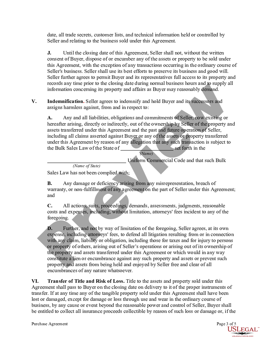 page 2 Purchase Agreement by a Corporation of Assets of a Partnership preview