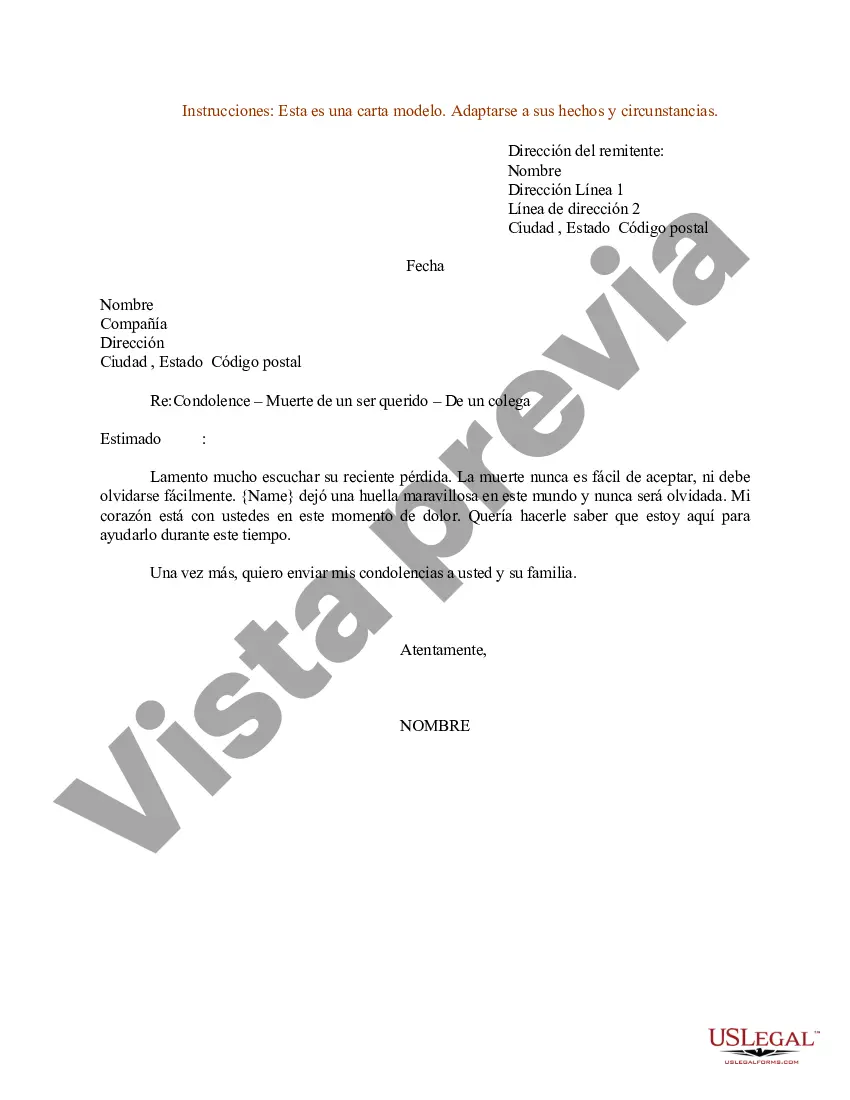 Preview Ejemplo de carta de condolencia - Muerte de un ser querido