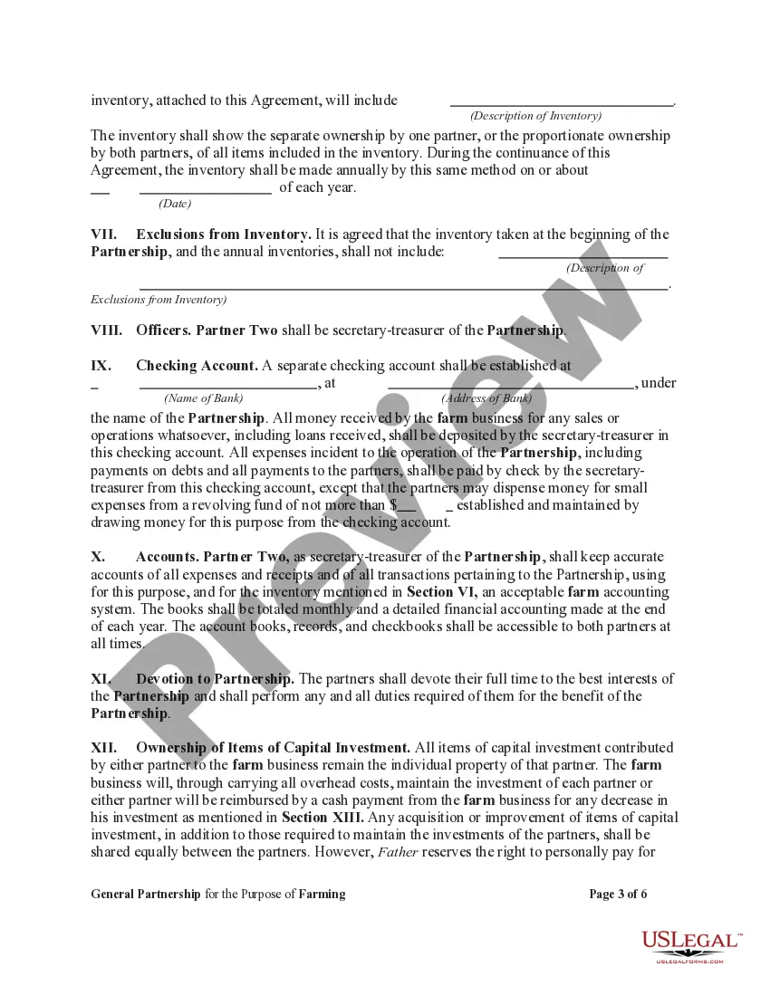 Get General Partnership for the Purpose of Farming Preview General Partnership for the Purpose of Farming