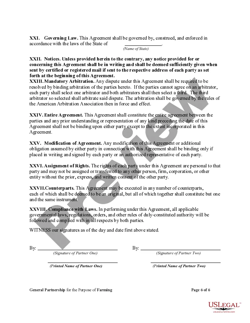 Get General Partnership for the Purpose of Farming Preview General Partnership for the Purpose of Farming