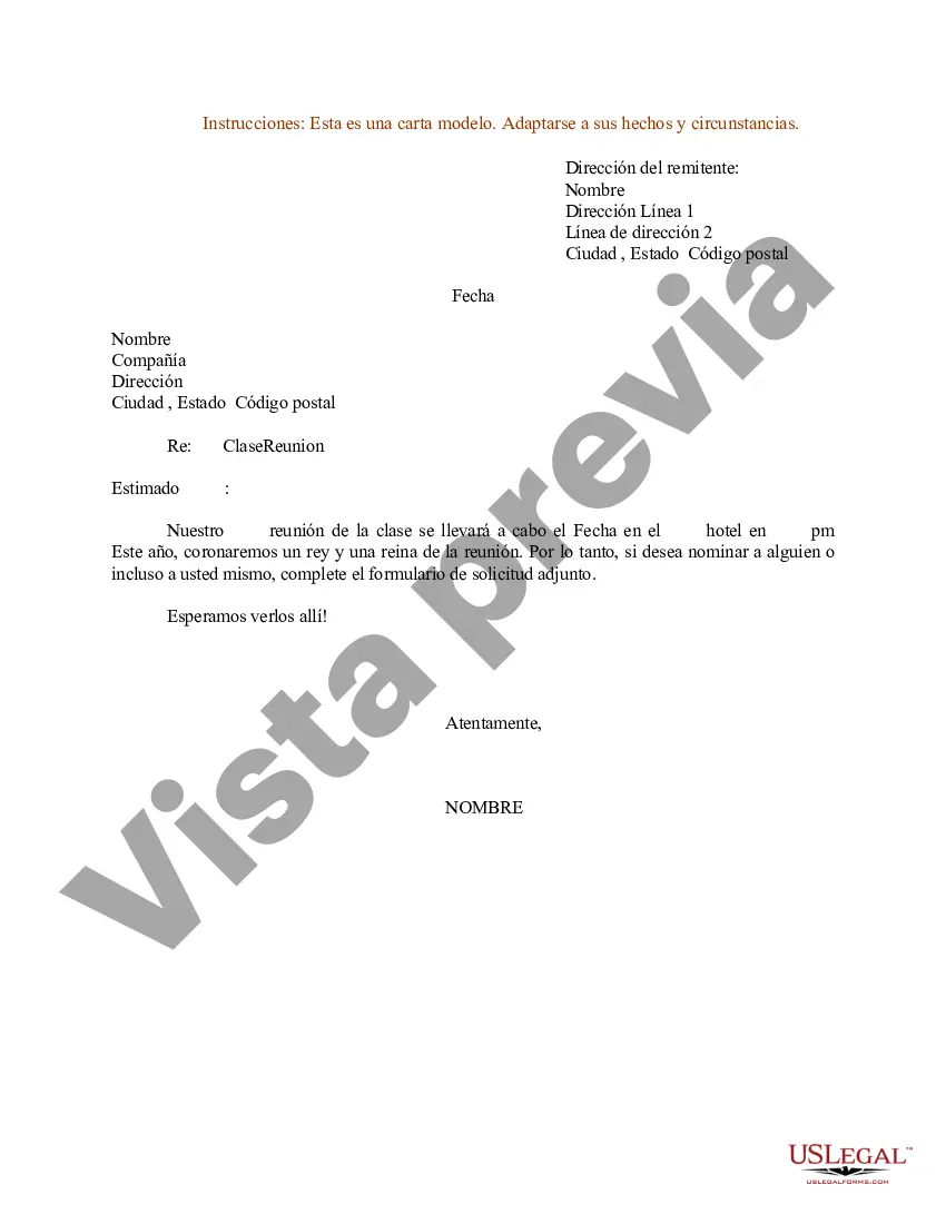 Preview Ejemplo de carta de anuncio sobre reunión de clase