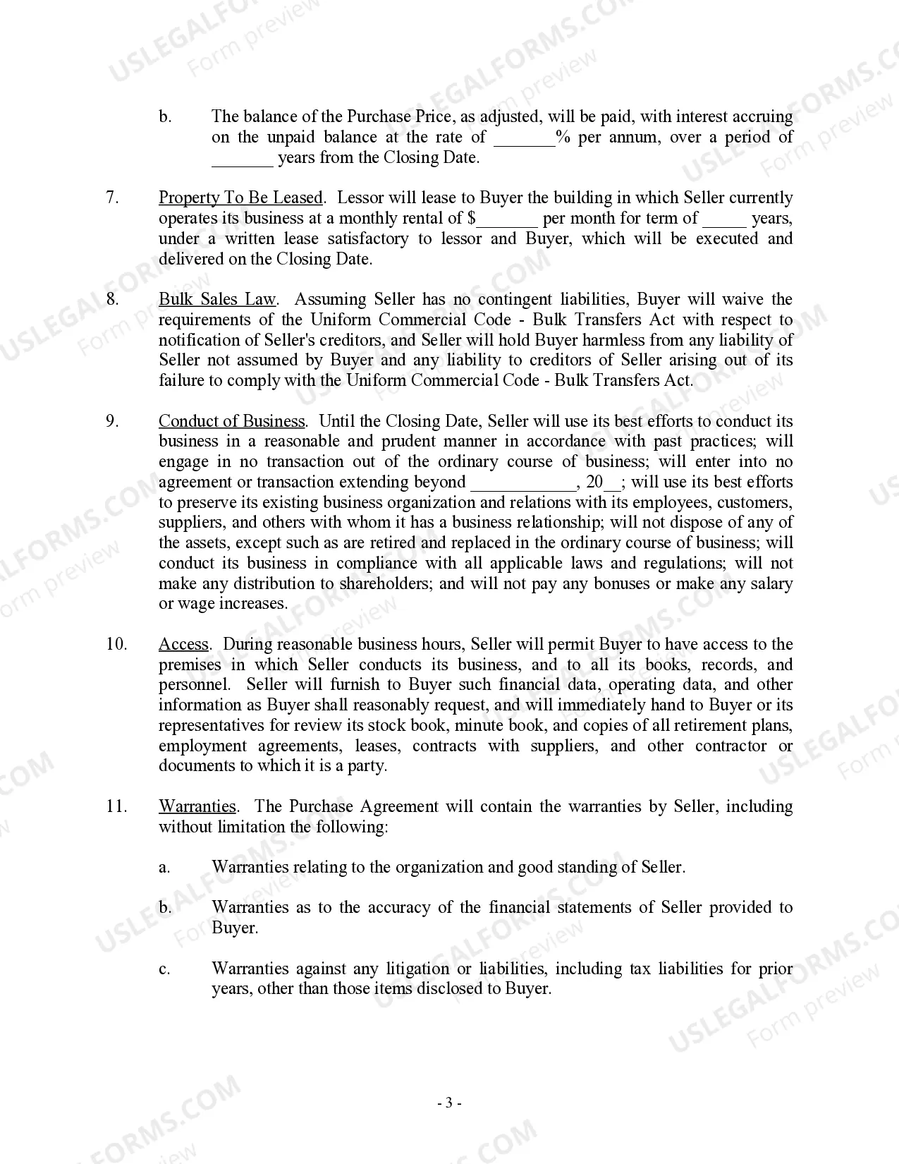 Preview Sample Letter to Seller regarding Sale of Business Assets - Outline Purchase Transaction