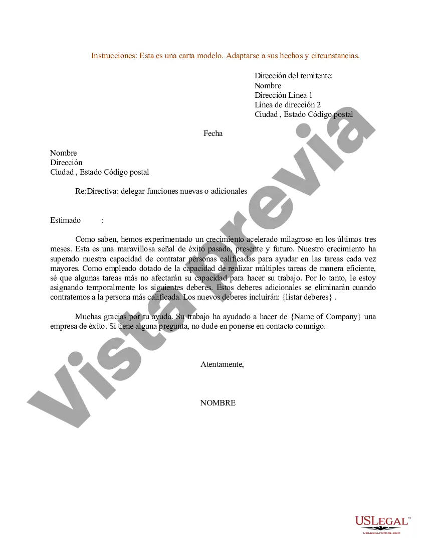 Preview Ejemplo de carta para directiva: deberes nuevos o adicionales del delegado
