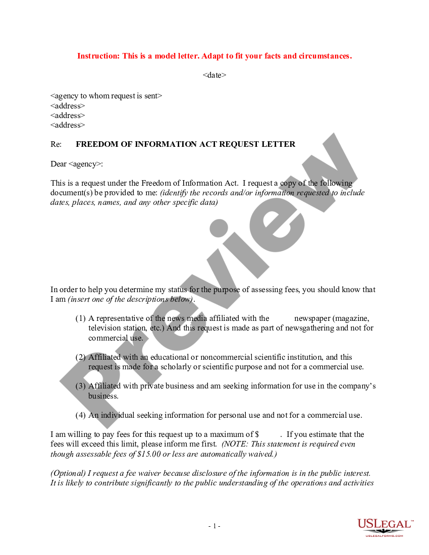 Freedom of Information Act Request Letter Foia Request US Legal Forms