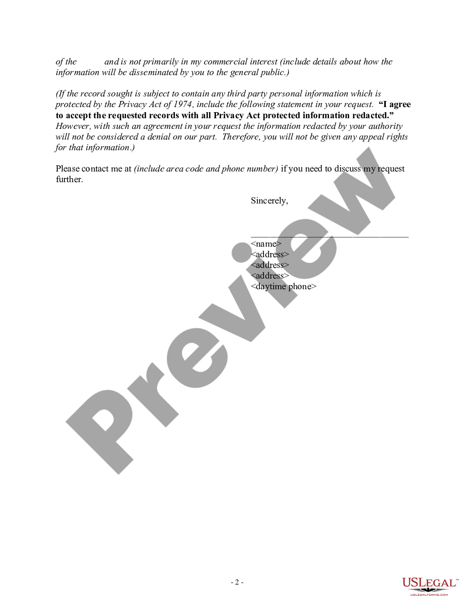 page 1 Freedom of Information Act Request Letter preview