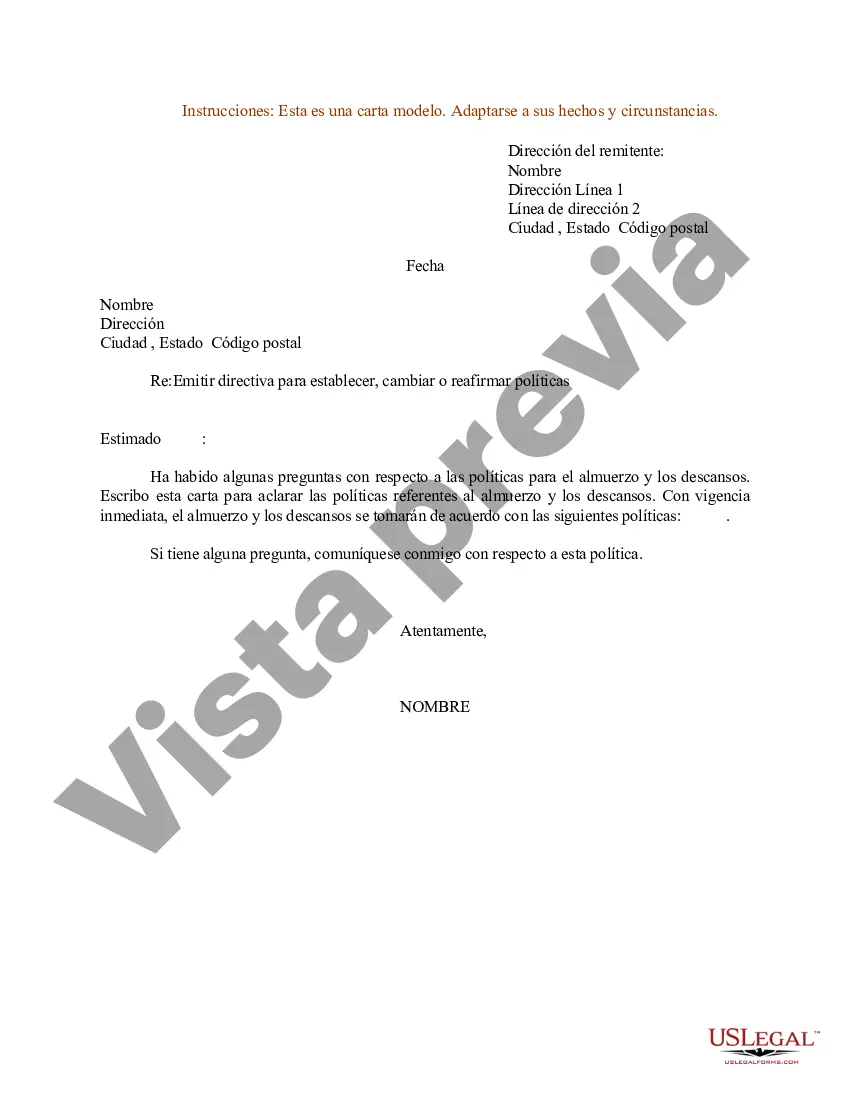 Preview Ejemplo de carta de directiva: establecer, cambiar o reafirmar políticas