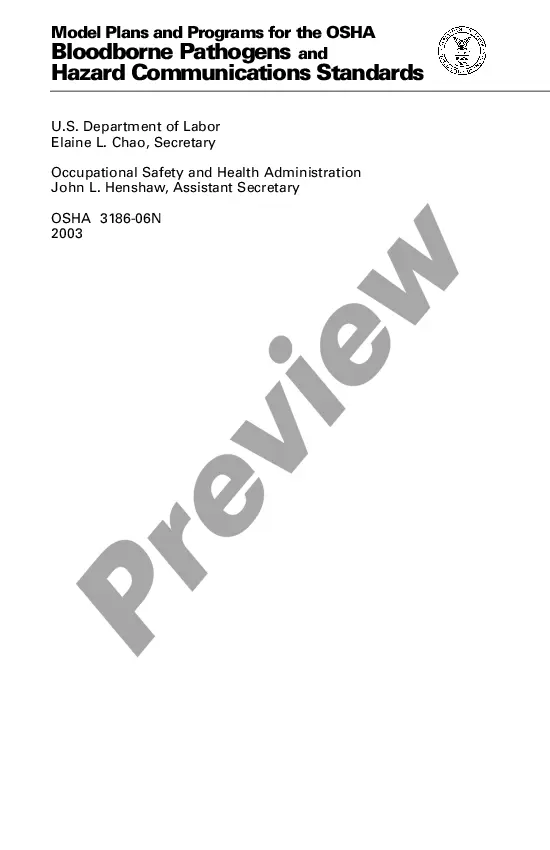 Get Model Plans and Programs for the OSHA Bloodborne Pathogens and Hazard Communications Standards Preview Model Plans and Programs for the OSHA Bloodborne Pathogens and Hazard Communications Standards