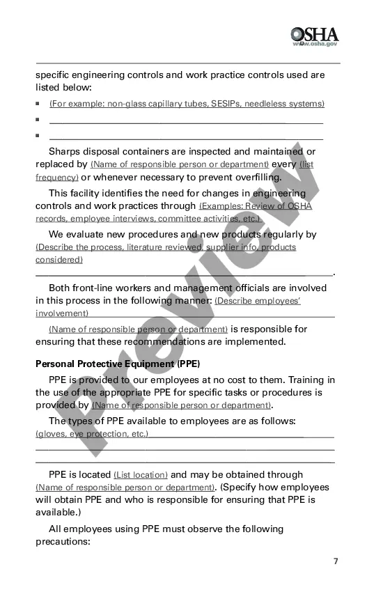 Get Model Plans and Programs for the OSHA Bloodborne Pathogens and Hazard Communications Standards Preview Model Plans and Programs for the OSHA Bloodborne Pathogens and Hazard Communications Standards