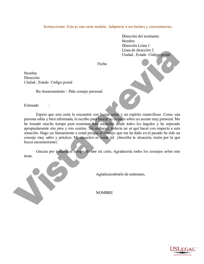 Preview Ejemplo de carta para solicitar asesoramiento personal