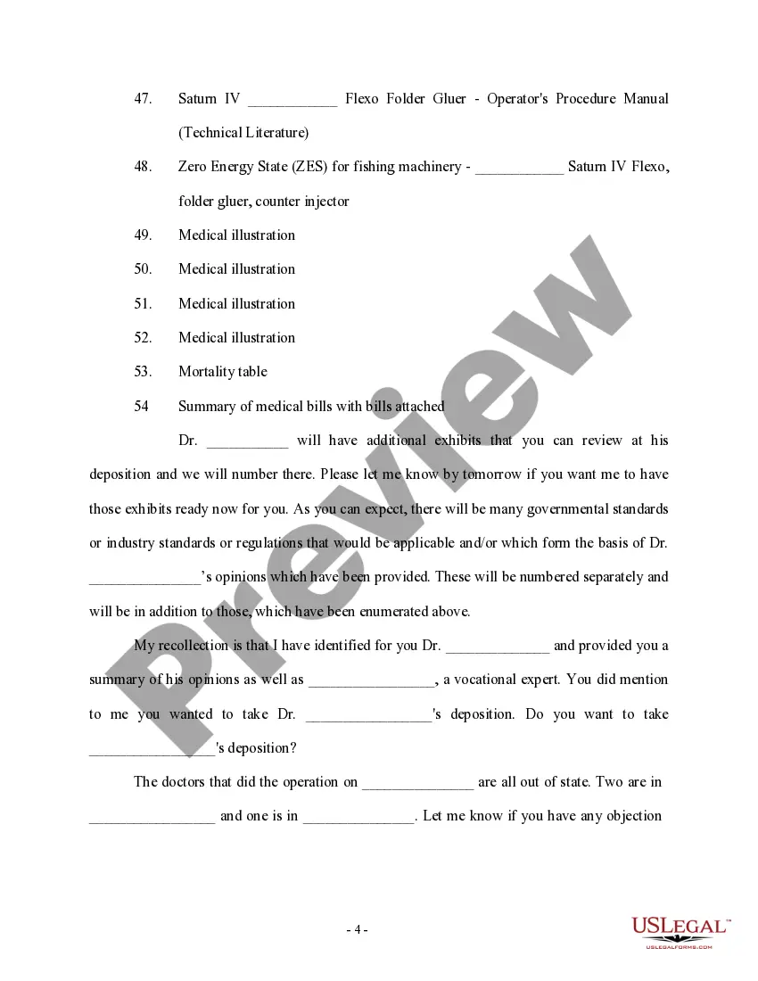 Preview Sample Letter for Anticipated Exhibits to be Offered at Trial