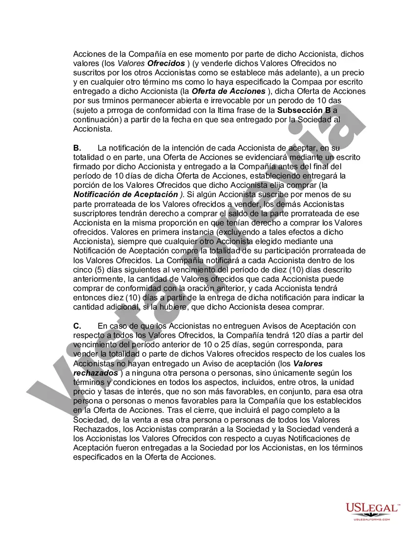 Preview Accionistas Acuerdo de compra venta de acciones en una corporación cerrada con disposiciones de no competencia