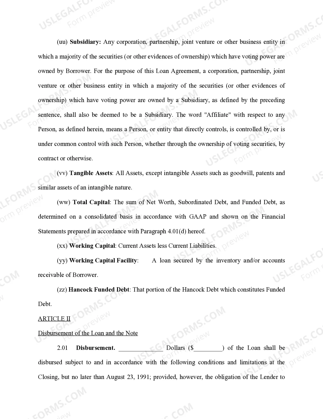 Preview Loan Agreement for Personal Loan