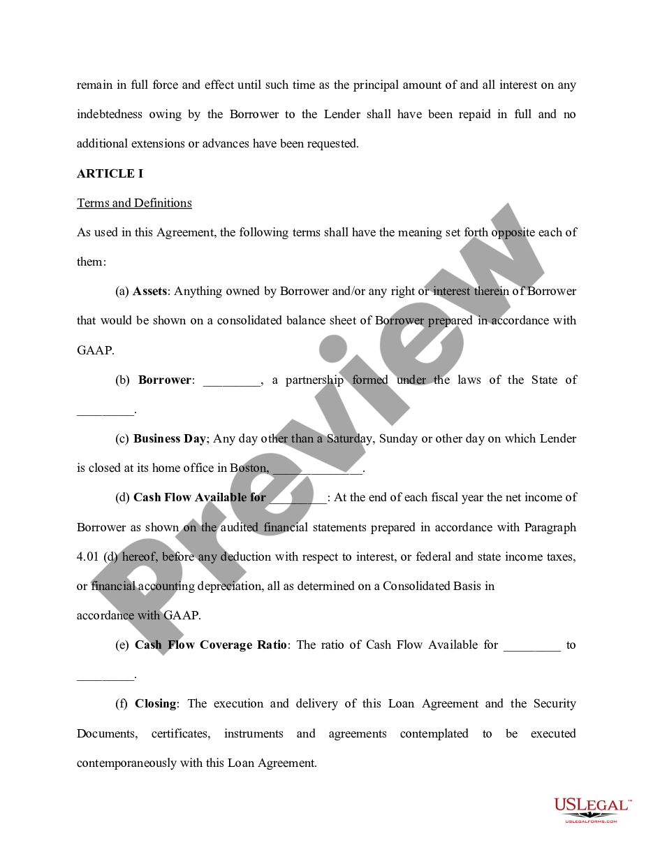 page 1 Loan Agreement preview