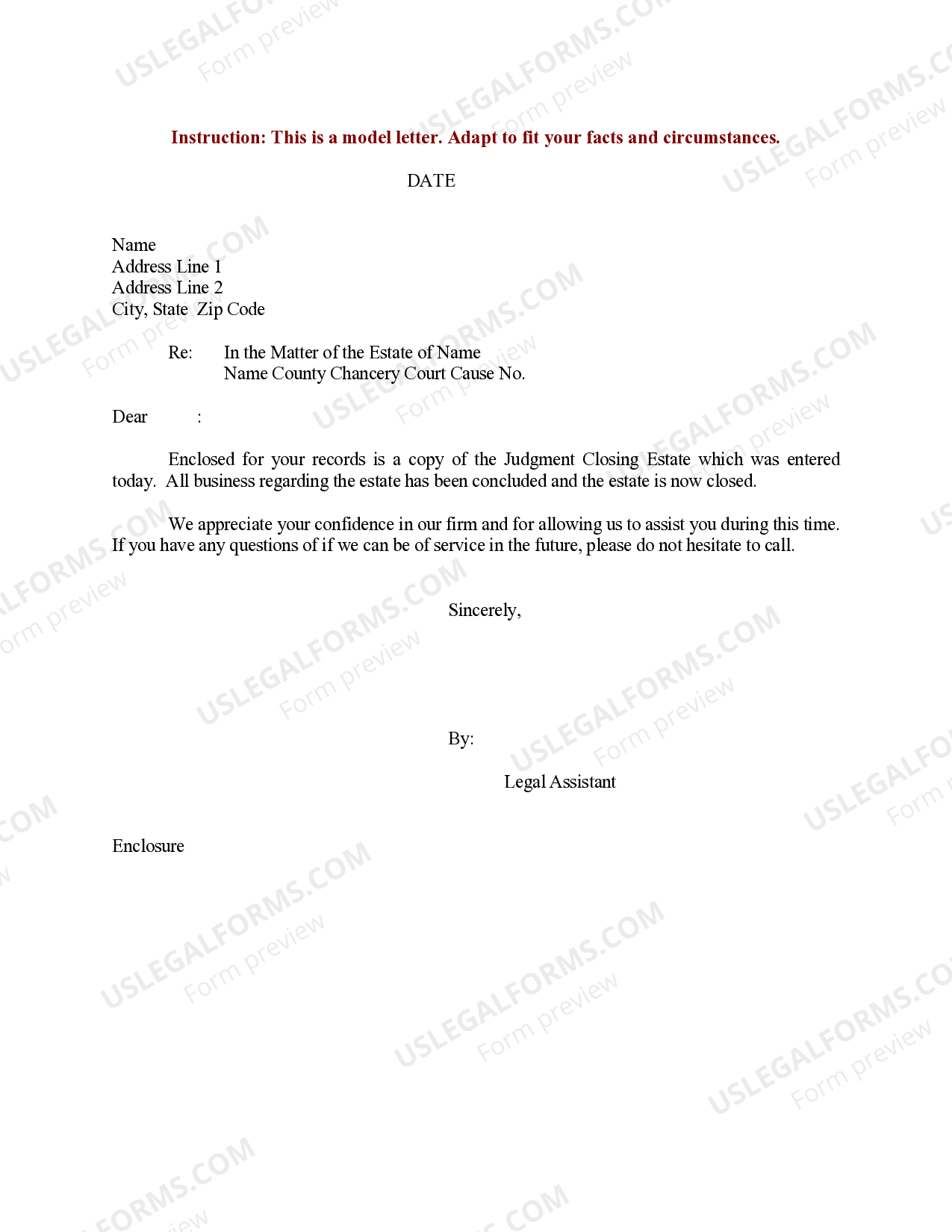 Sample Letter for Closing of Estate How To Close An Estate US Legal