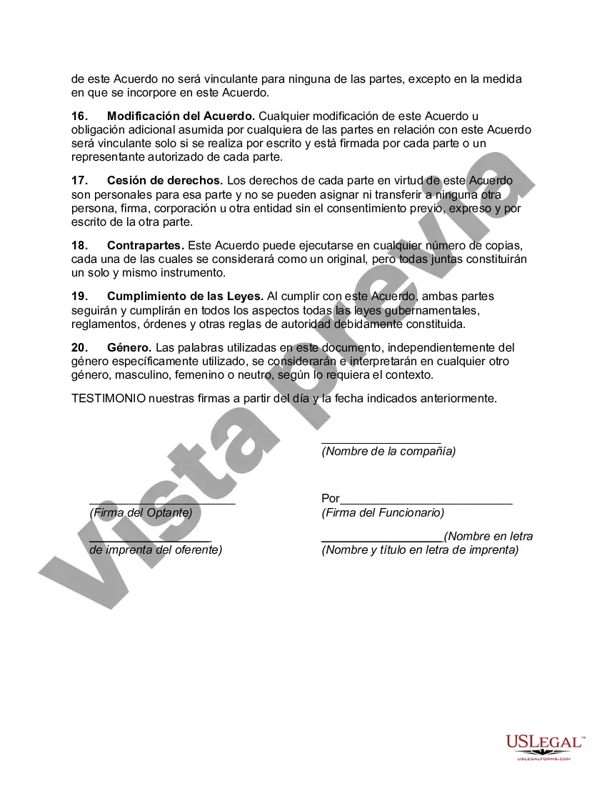 Preview Acuerdo de opción para la compra de derechos de patente