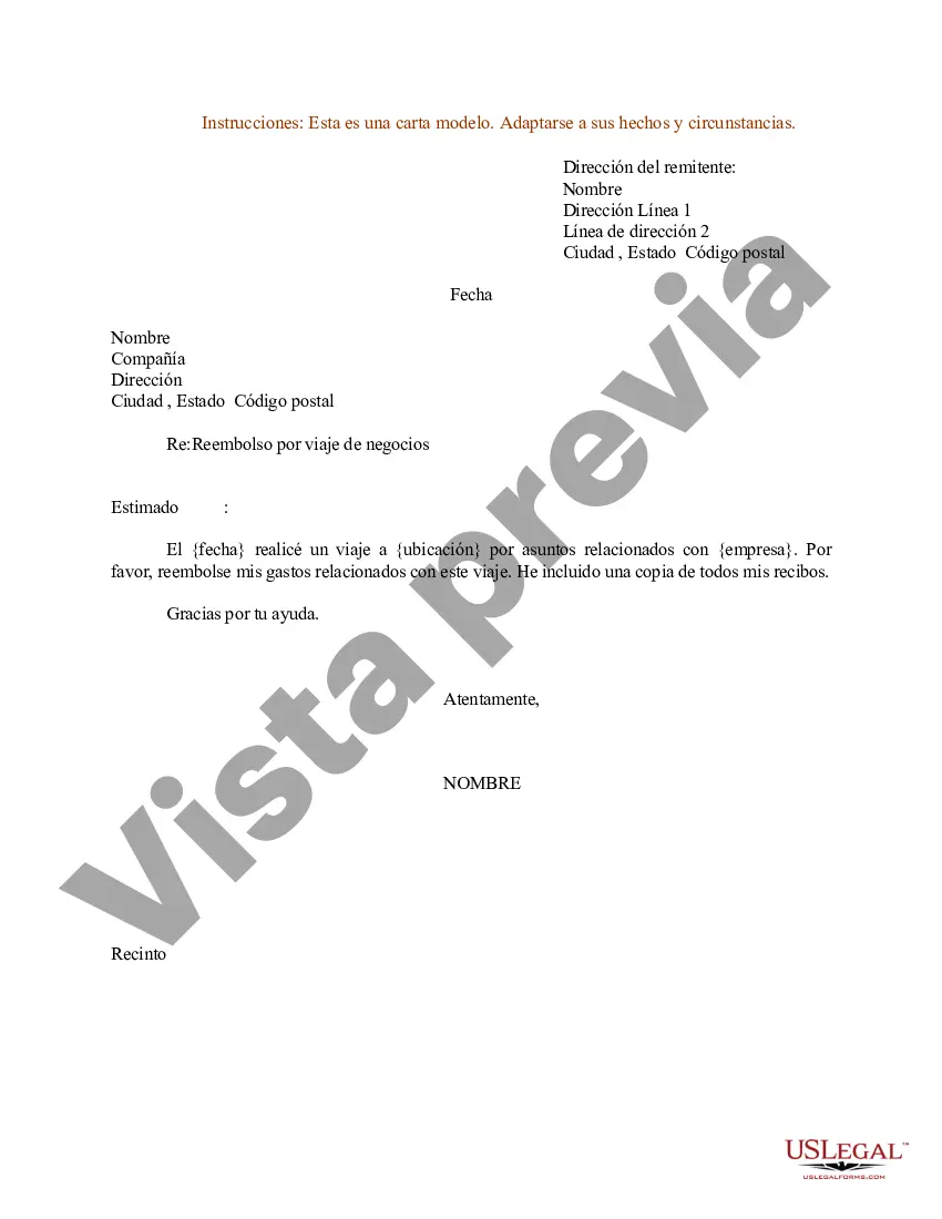 Preview Ejemplo de carta de reembolso por viaje de negocios