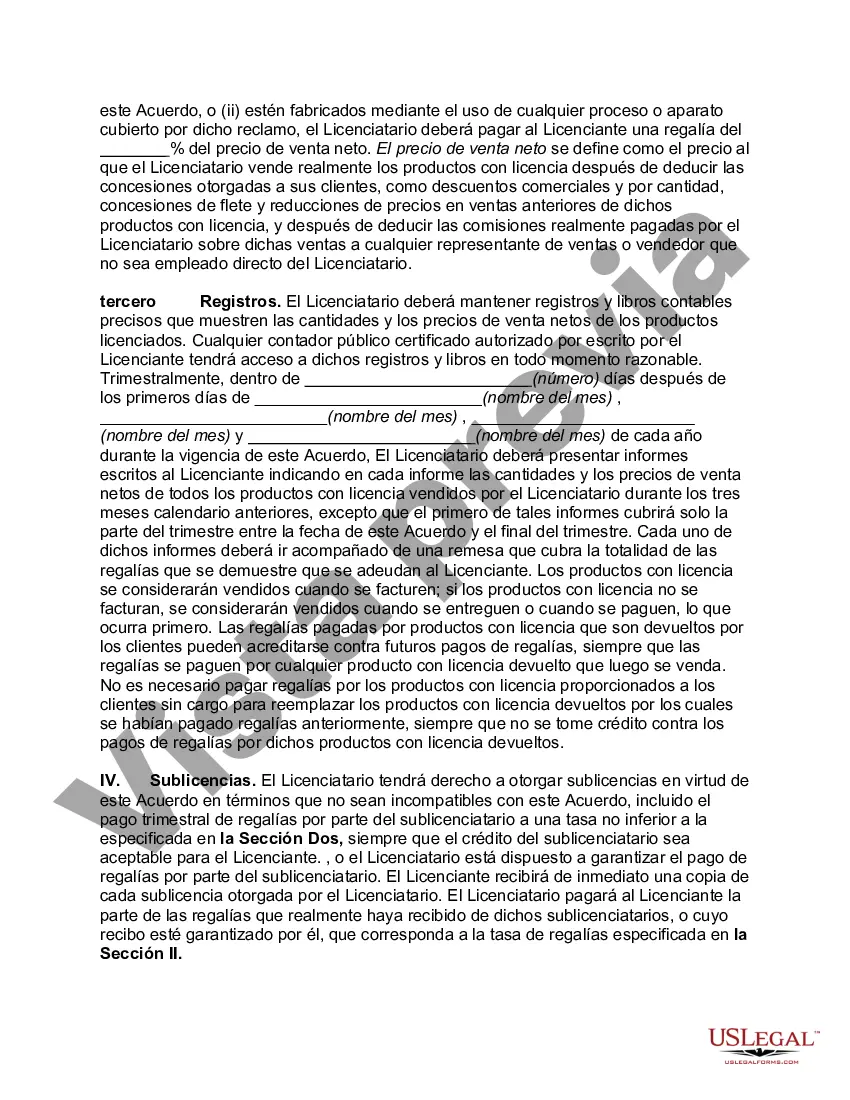 Preview Acuerdo de licencia con respecto a los derechos en virtud de solicitudes de patentes o patentes que pueden emitirse