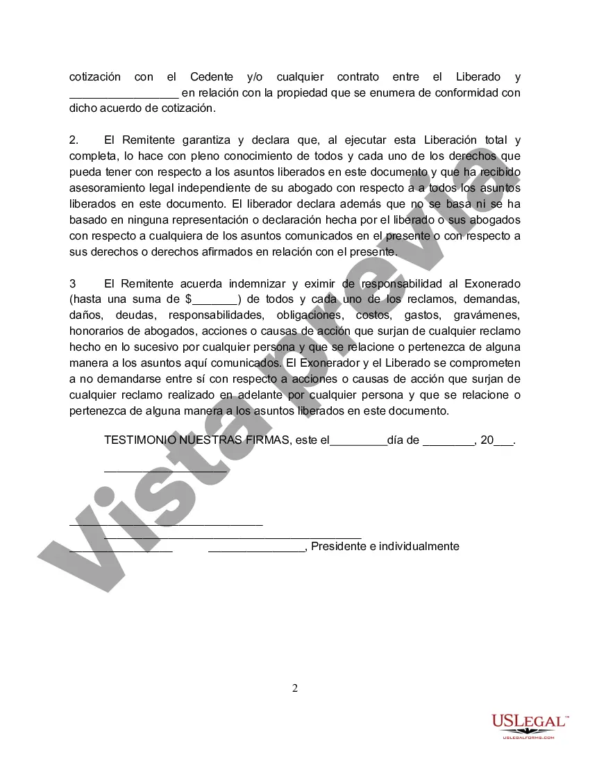 Preview Acuerdo y Liberación con respecto al Acuerdo de Listado