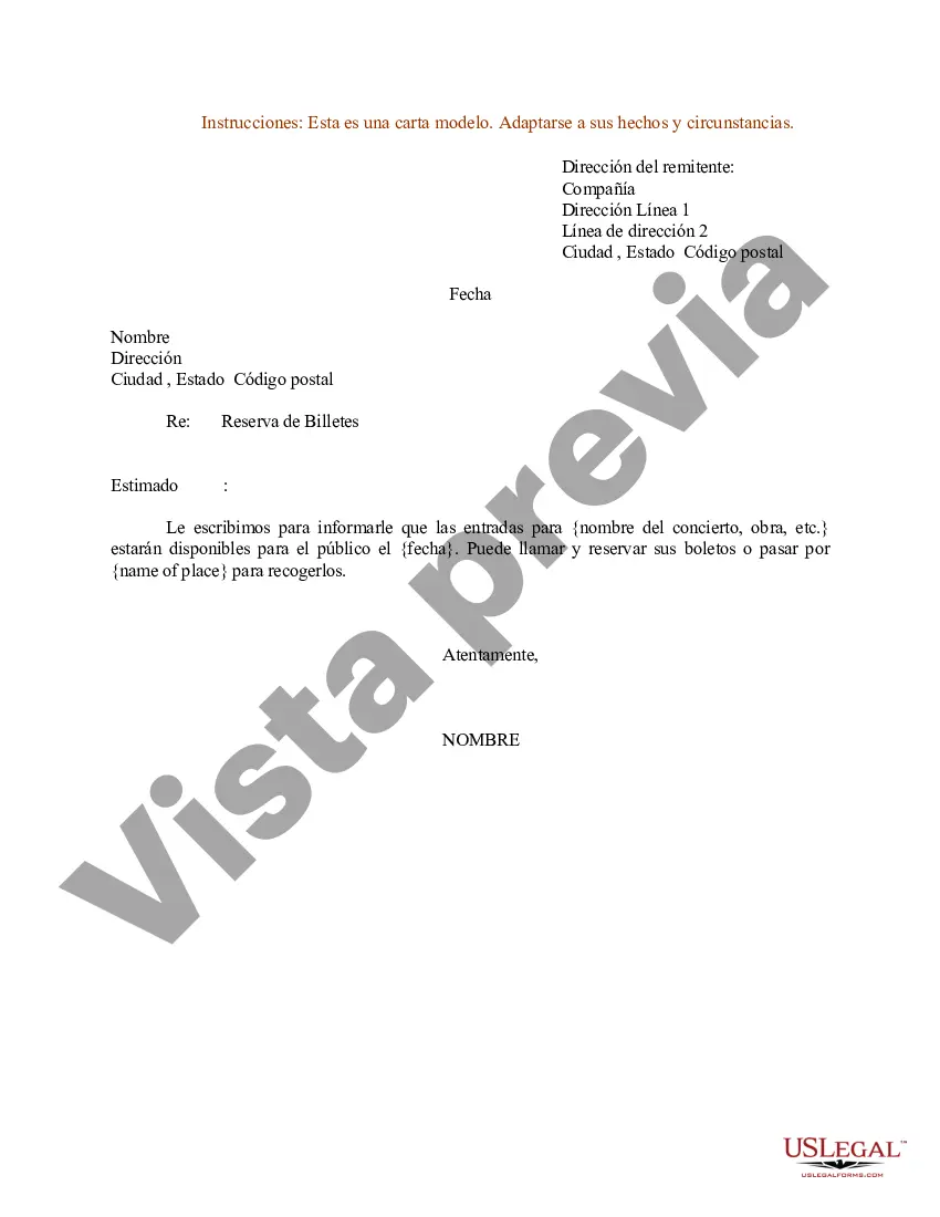 Preview Ejemplo de carta para reserva de boletos