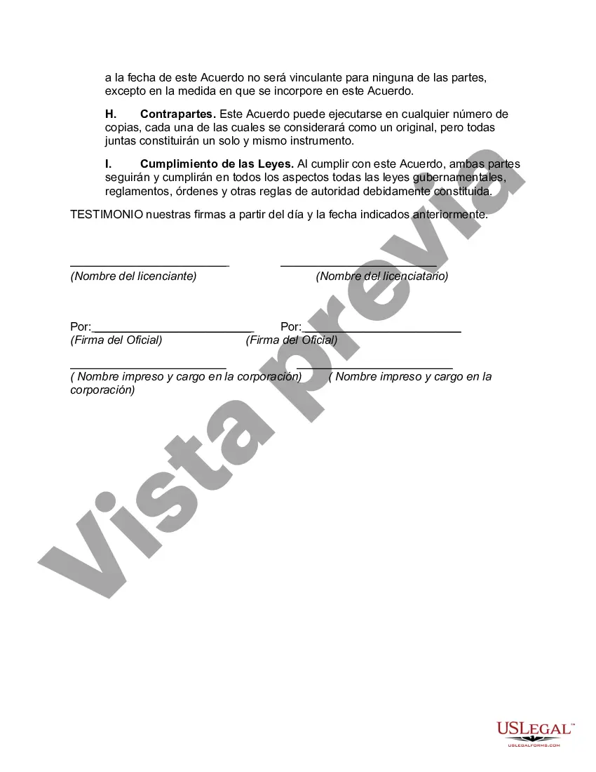 Preview Contrato de Licencia No Exclusiva de Patente de Proceso, Know How y Marca Registrada